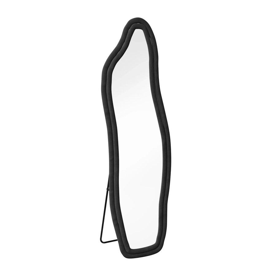 PXloue Standspiegel Ganzkörperspiegel mit Samtrahmen in Schwarz, unregelmäßige geschwungene Form, Höhe: 140 cm, Breite: 45 cm - Bild 2