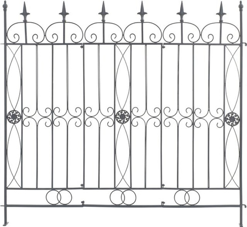 CLP Gartenzaun Mangold aus Eisen in Anthrazit, modularer Steckzaun im Landhausstil für Garten und Terrasse