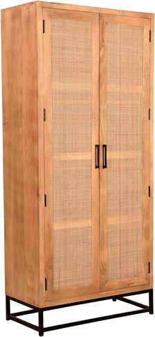 SIT Garderobenschrank CANE aus Mangoholz, Rattan und Metall, 2-türig, braun/schwarz, Höhe: 180 cm, Breite: 80 cm, Tiefe: 40 cm - Bild 1