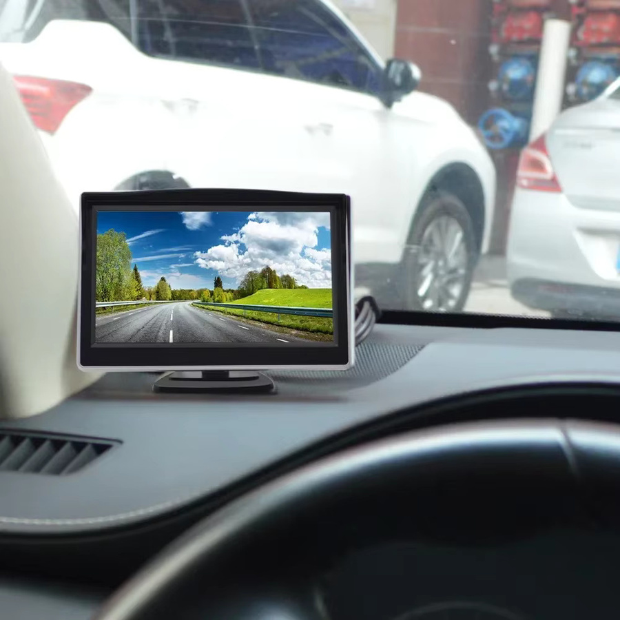 Rückfahrkamera mit 4,3/5 Zoll Auto-LCD-Monitor für Fahrzeuge und Vans inklusive Nachtsicht in Schwarz - Bild 3