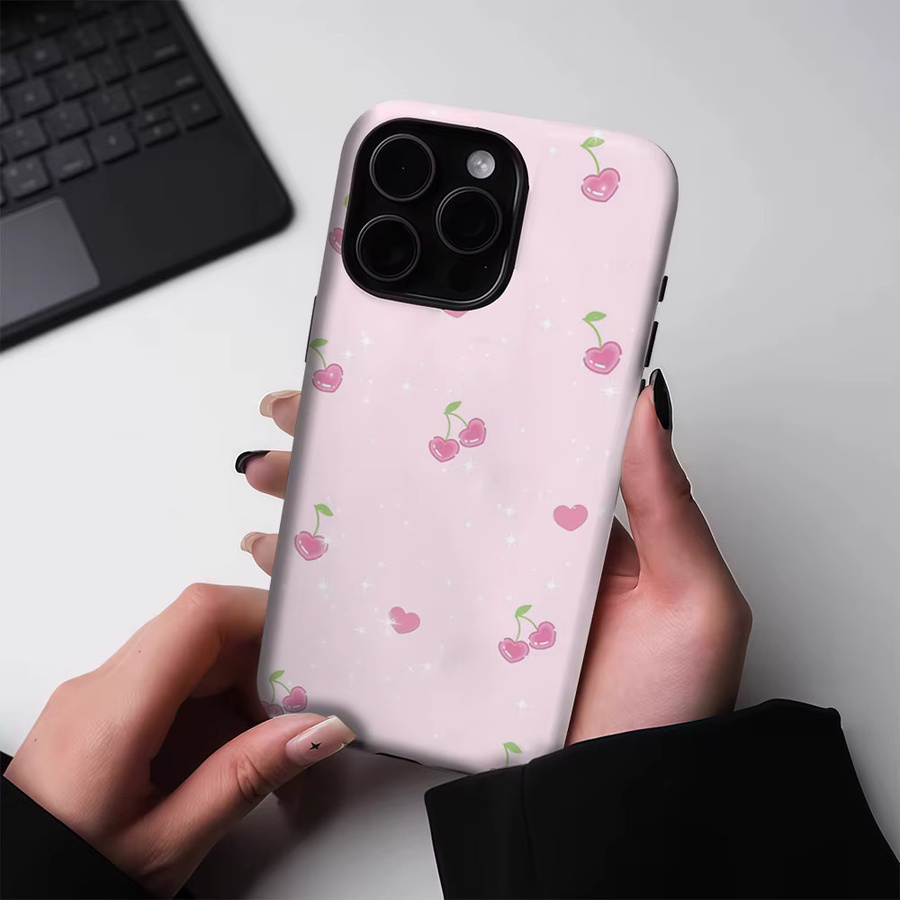 Potdemiel Blush Heart Cherry Handyhülle für iPhone 17 16 15 14 13 Pro Max Plus, robuste doppelschichtige magnetische Schutzhülle in Pink - Bild 2