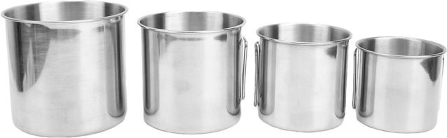 Fishine 4er Set Edelstahlbecher mit faltbarem Griff in Grau für Camping und Outdoor - Bild 1