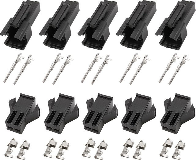 JST SM 2 Pin Anschluss-Set mit 2,54mm Pitch, Männlich und Weiblich, Schwarz, 10 Sets - Bild 1