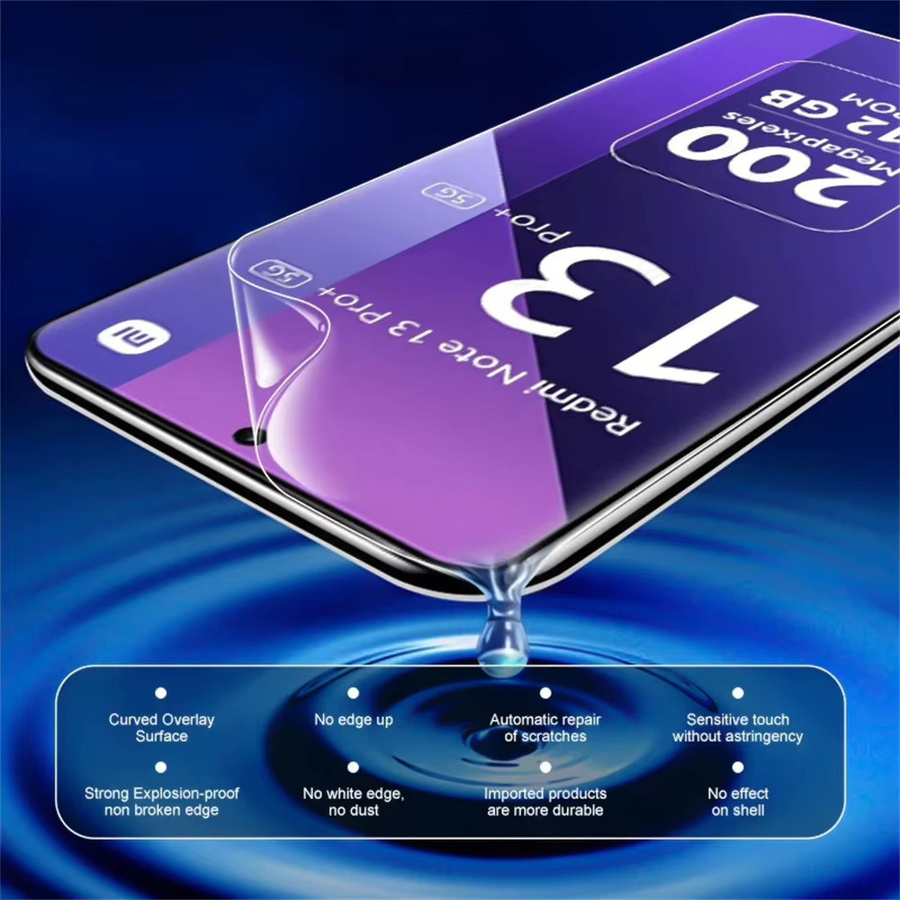 4-in-1 Hydrogel Schutzfilm für Xiaomi Redmi Note 13 12 11 10 Pro Plus 4G 5G mit Kameraobjektiv-Schutz, transparent - Bild 4