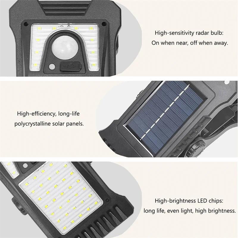Meiteai-Home Solar-Clip-Lampe mit LED und Bewegungssensor, Schwarz - Bild 4