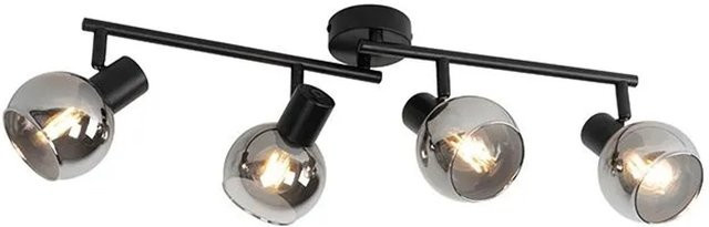 QAZQA Vidro Art-Deco-Deckenleuchte in Schwarz mit 4-flammigem Rauchglas und E14 Fassung - Bild 1