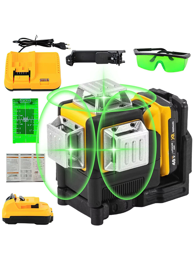 DeWalt 12 Linien 3D Laser-Wasserwaage mit grünem Strahl, selbstnivellierend, 360 Grad horizontal und vertikal, kompatibel mit DeWalt 20V Akku - Bild 6