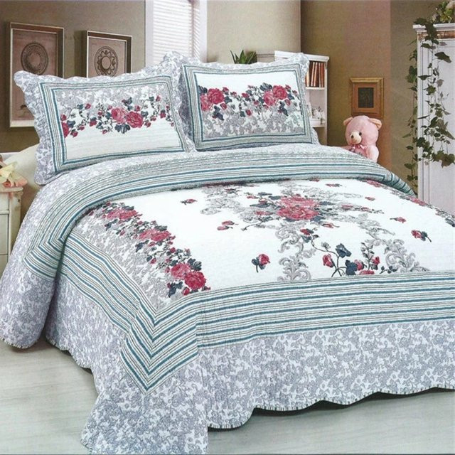Mi Fa La Patchwork Bettdecken-Set aus 100% Baumwolle und Leinen, 3-teiliges Sommer Bettwäsche-Set, Multicolour - Bild 1