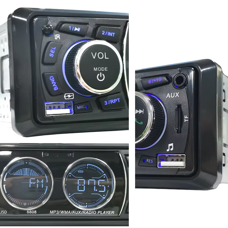 Hippcron 1DIN Autoradio mit Bluetooth, MP3-Player und FM Radio in Schwarz mit USB, AUX und TF-Kartenslot für 12/24V - Bild 4