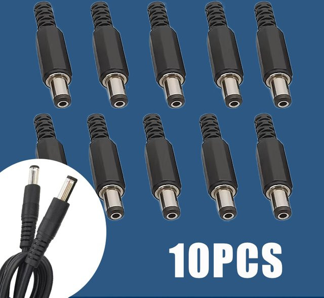 10 Stück DC-Netzstecker Adapter-Stecker in Schwarz, 5,5 x 2,1 mm - Bild 1