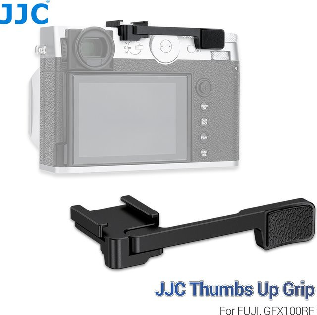 JJC Metall Kamera Blitzschuh Daumengriff mit Kaltschuhhalterung für Fujifilm GFX100RF in Schwarz - Bild 1