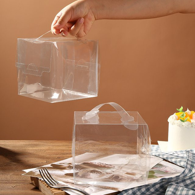 ZQCXLD Transparente Kuchenbox mit Griff aus Kunststoff für Cupcakes und Desserts, quadratisch, ideal für Hochzeit, Geburtstag und Party - Bild 1