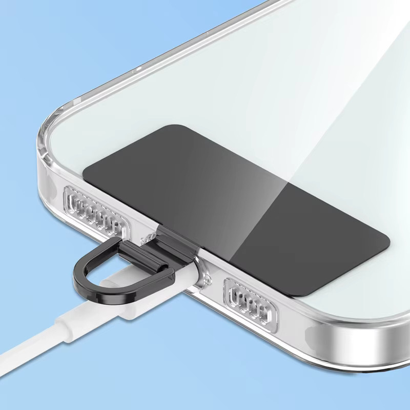 DOLANBIA Universelle Metall-Handyband-Dichtung in Silber, Ultradünner Handy-Trageriemen mit Kartenclip und Hängekordel-Clip - Bild 2