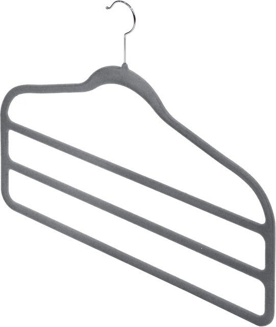 Domopak Living Kleiderbügel für Hosen, 2er Set, Grau, rutschfest und platzsparend, mit Samt-Beschichtung - Bild 1