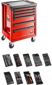 Facom Werkstattwagen ROLL.6GM3 in Rot mit 6 Modulen und Rollen - Bild 1