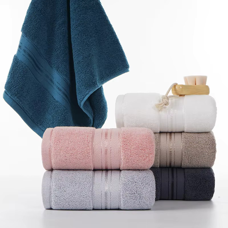 Inyahome Baumwollhandtücher aus weichem Terry-Stoff, schnelltrocknend und hochabsorbierend, Weiß und Blau - Bild 2