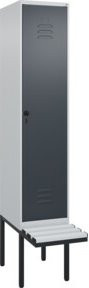 C+P Spind Classic PLUS Garderobenschrank mit Sitzbank, 1 Abteil, Lichtgrau, B/T/H: 212,0 x 40,0 x 81,5 cm - Bild 1