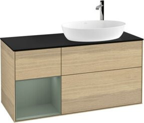 V&B Waschtischunterschrank Finion mit Wandbeleuchtung in Eiche Lack, Breite: 120 cm, Tiefe: 50,1 cm, Höhe: 50,1 cm - Bild 1