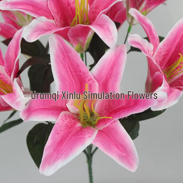 Künstlicher Seidenblumenstrauß mit Lilien und Tigerorchideen in Dunkelrosa für deine Heimdeko und Hochzeitsarrangements - Bild 3