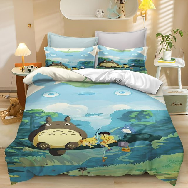 Bettwäscheset Lodestar mit Anime T-Totoro Motiv, Blau, bestehend aus Bettbezug und Kissenbezug, B/H: 155 x 220 cm - Bild 1