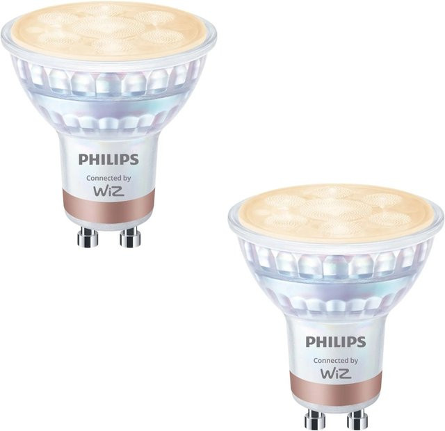 Philips Smart LED Leuchtmittel GU10 Wiz Set, 2er Pack, dimmbar, weiß/transparent - Bild 1