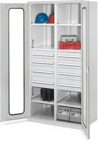 Kappes Schwerlastschrank MMT Mod. 54 in Grau mit Sichtfenstertüren, Innenregalen, Schubladen und Schloss, B/T/H: 100 x 60 x 195 cm - Bild 1