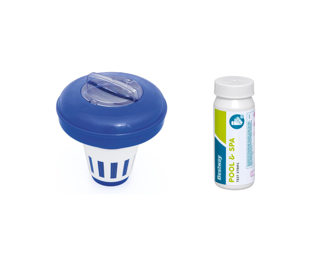 Bestway Flowclear Dosierschwimmer Testkit Blau Durchmesser: 16,5 cm zur Überprüfung des Chemiegehalts für kristallklares Poolwasser - Bild 1