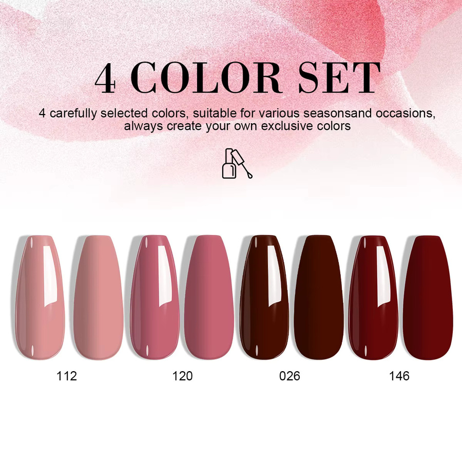 LIMEGIRL Gel Nagellack Set, Rot Braun, Glänzend - Bild 2