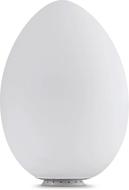Fontana Arte Uovo Grande Tischleuchte aus Glas und Metall in Weiß und Transparent mit silbernem Akzent - Bild 1