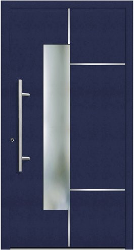 KNOCK Flügelüberdeckende Kunststoff-Haustür Terra in Stahlblau mit Glaseinsatz und RC2 Schutzklasse - Bild 1