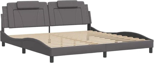 vidaXL Bettgestell Viana in Grau mit LED-Unterbettbeleuchtung und USB-Ladeport aus Kunstleder B/T/H: 200 x 200 x 218 cm - Bild 1