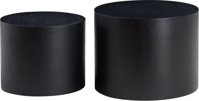 okwish Nesting Couchtisch Set aus MDF in Schwarz, rund, B/T/H: 48 x 48 x 38 cm - Bild 1