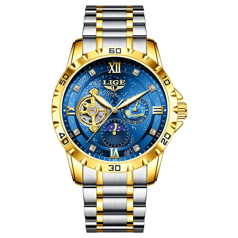 LIGE Armbanduhr Edelstahl, Automatik, Blau, Herren - Bild 7