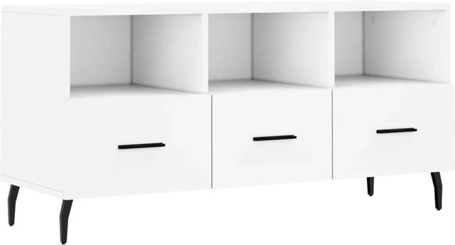 vidaXL TV-Schrank Weiß aus Holzwerkstoff und Eisen für dein Wohnzimmer B/T/H: 102 x 36 x 50 cm - Bild 1