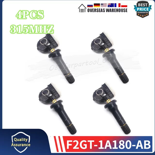 GANGLE 4er Set Autoreifen Reifendruckkontrollsystem TPMS 315MHz in Schwarz für Ford F-150 Edge Explorer Eco Sport Mustang F2GT-1A180-AB F2GT-1A150-AB F2GZ-1A189-A - Bild 1