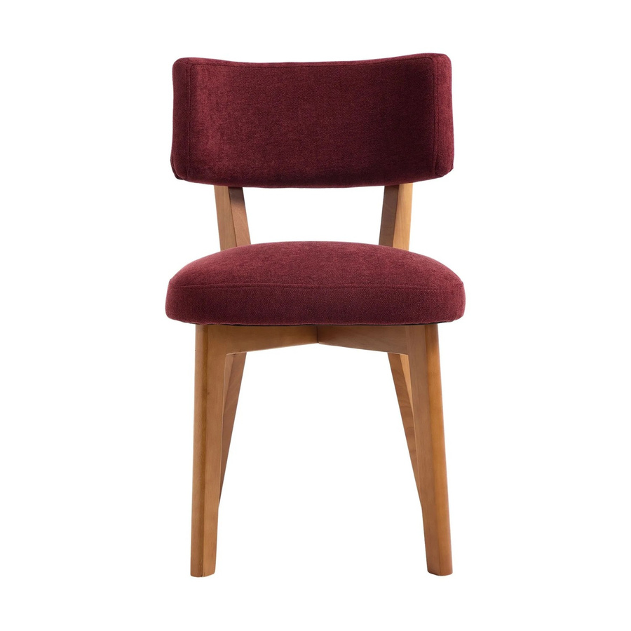 PXloue 2er Set Esszimmerstühle mit Massivholzbeinen in Rot und Sackleinen-Bezug im Mid Century Stil - Bild 2