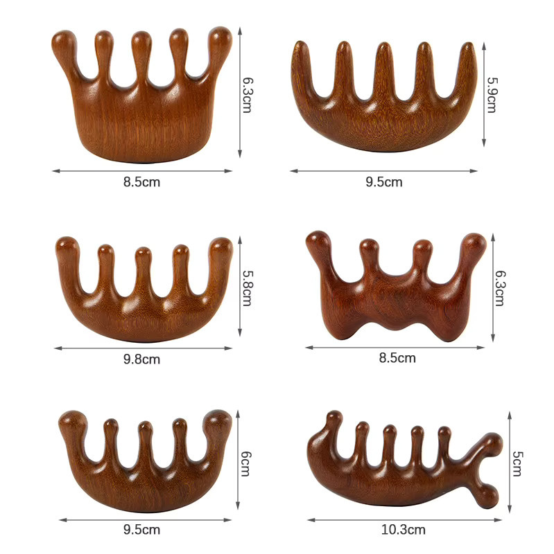 Holz Therapie Massage Kamm und Gua Sha Massagegerät, Sandelholz, Unisex - Bild 3