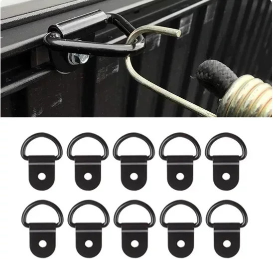 10 Stück schwere LKW-Ankerringe aus schwarzem Stahl mit V-Form für Ladeflächen und Anhänger - Bild 1