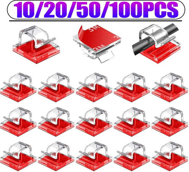 Bolimei Kabel-Organizer-Clips für USB-C Ladekabel, selbstklebende Kabelklemmen und Spulenwickler in Schwarz oder Transparent - Bild 1