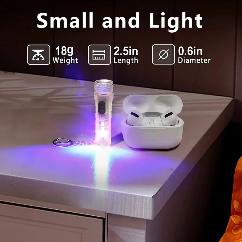 BALDR Multifunktionale Mini-Schlüsselanhänger-Taschenlampe in Silber, wiederaufladbare LED-Notfall-Taschenlampe mit Magnet und Fluoreszenz-Funktion - Bild 5