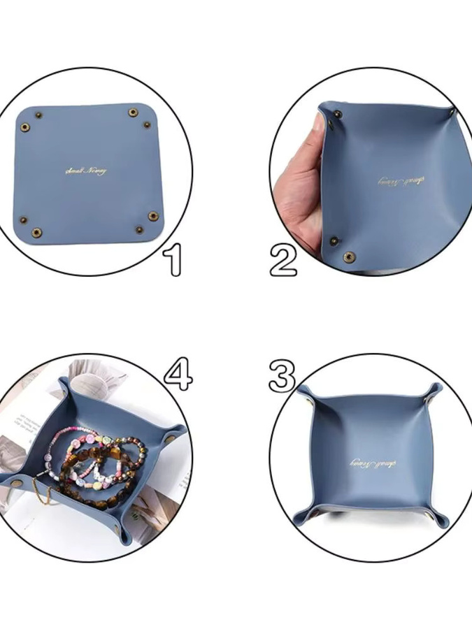 Louleur Nordic Aufbewahrungsbox aus PU-Leder in Gelb als Desktop-Organizer für Kosmetik, Schmuck und Schlüssel - Bild 4