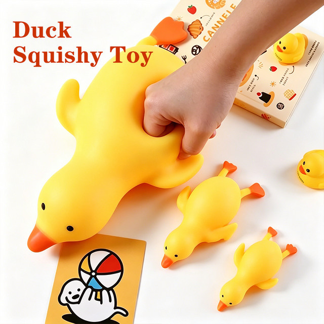 Bandai Squishy Antistress Ente Gans Fidget-Spielzeug in Gelb - Bild 1