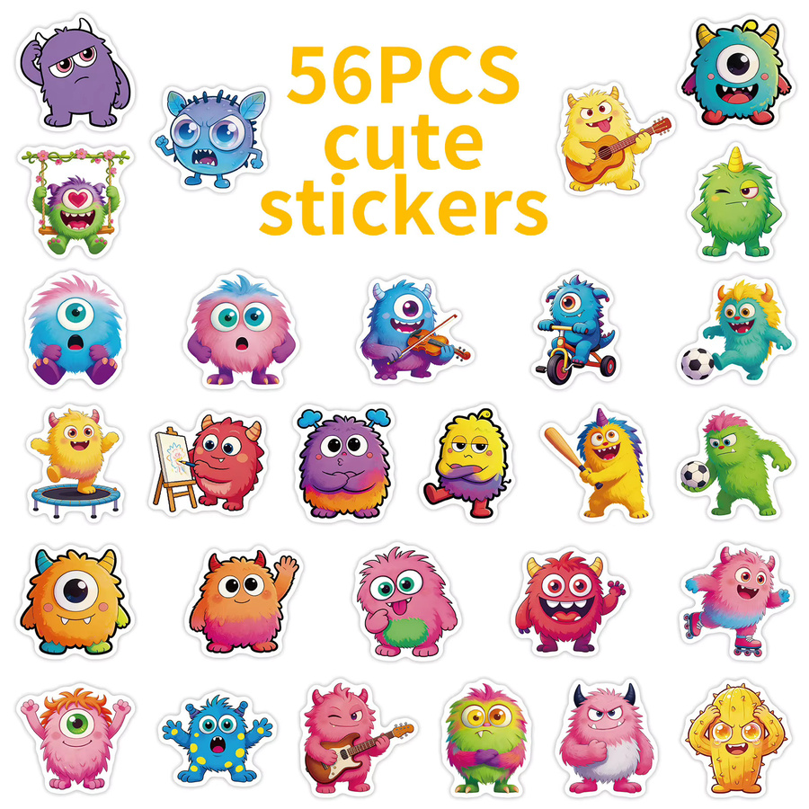 Bunte Cartoon Monster Aufkleber Set zur Dekoration von deinem Tagebuch in Multicolor - Bild 2