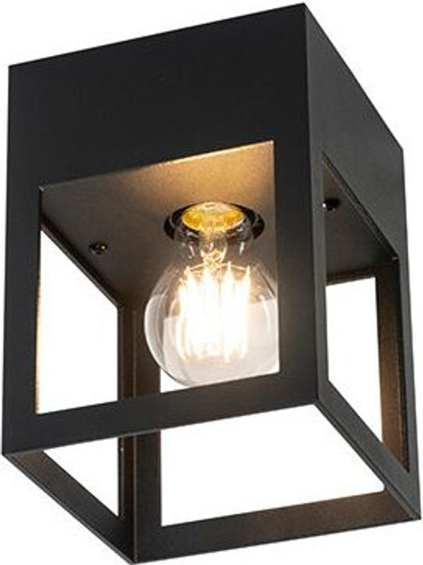 Moderne Deckenlampe QAZQA aus Aluminium in Schwarz mit E27 Fassung, B/T/H: 13,2 x 17,8 x 40 cm - Bild 1