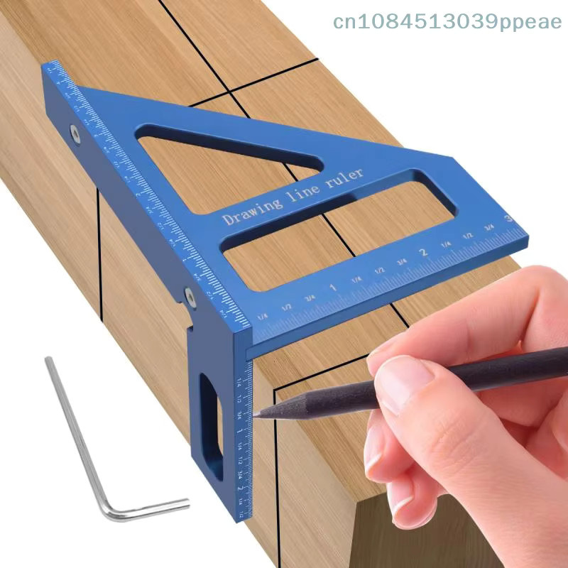 JETTING 3D Multi Winkel Aluminium Rotmesslineal Dreieck Winkelmesser für Holzbearbeitung und Zeichnungen in Rot und Blau - Bild 2