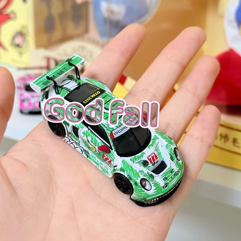 Bburago Porsche 911 Gt3 R # 77, 1:64, Green/Pink Dinosaur Sketch Livery, Legierungsmodell - Bild 2