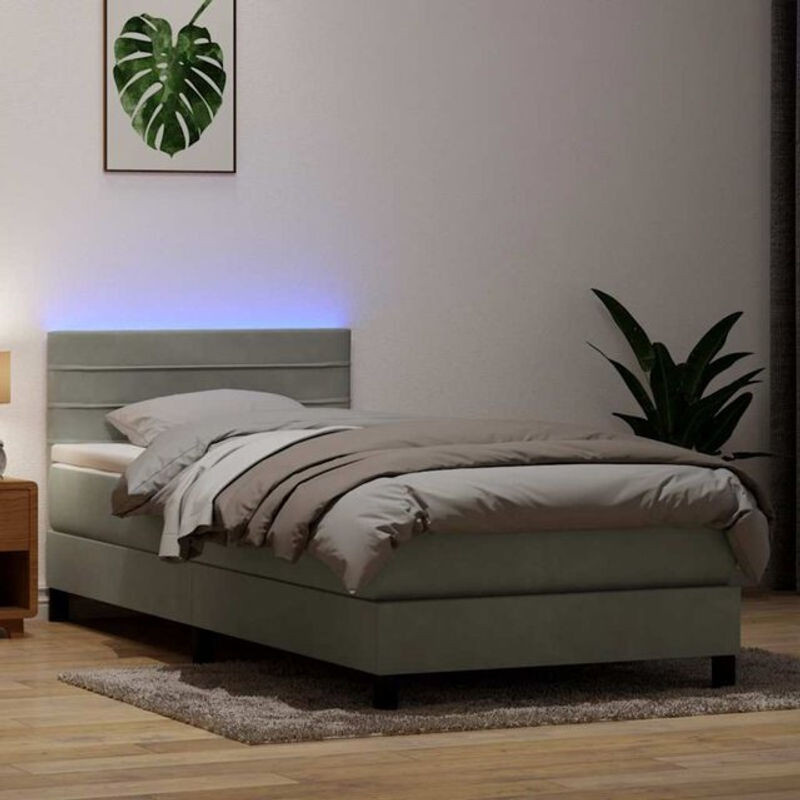 vidaxl Boxspringbett mit Matratze in Grau aus Samt, B/T/H: 80 x 210 x 78 cm - Bild 1