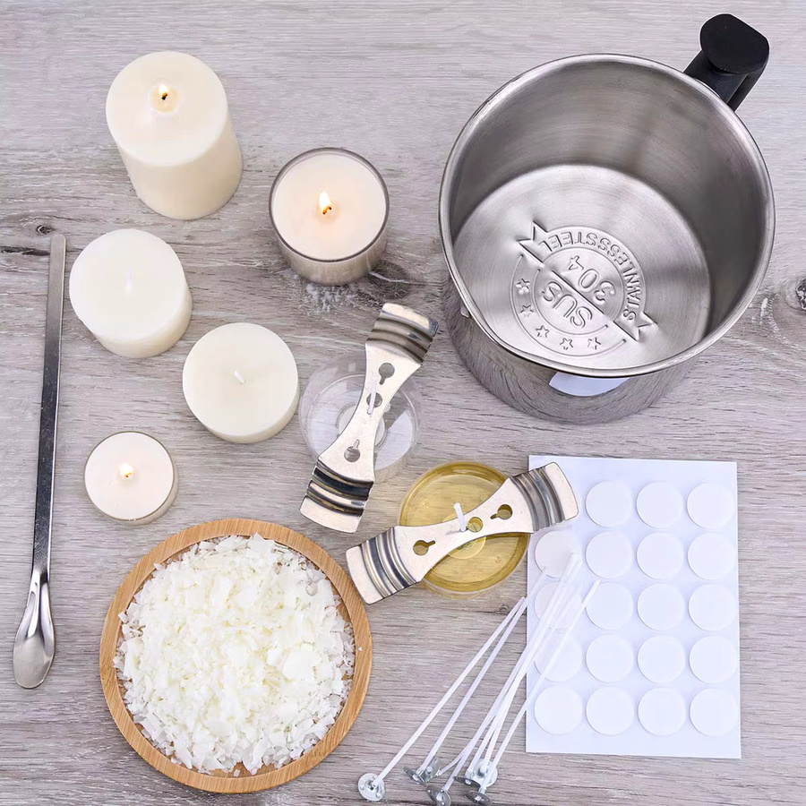 UDOCOOL DIY Duftkerzen-Herstellungsset mit Sojawachs, Edelstahl-Wachsschmelztopf und Docht-Aufklebern für Anfänger - Bild 3