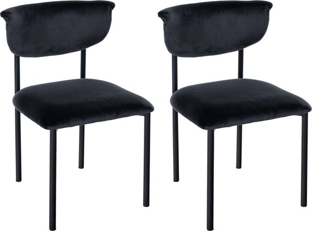 CLP 2er Set Esszimmerstuhl Gambell aus Samt mit Rückenlehne, modern gestaltete Küchenstühle bis 130 kg belastbar - Bild 1