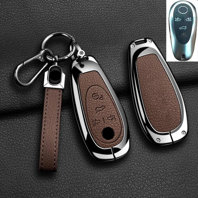 Schutzhülle für Morris Garages MG Cyberster Smart Key Fob aus Zinklegierung und echtem Leder in Braun von YTO automobile parts - Bild 1